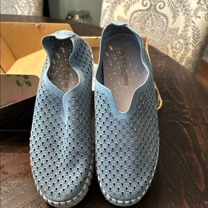 Ilse Jacobsen Blue Cloud Perforated Slip-On Flats